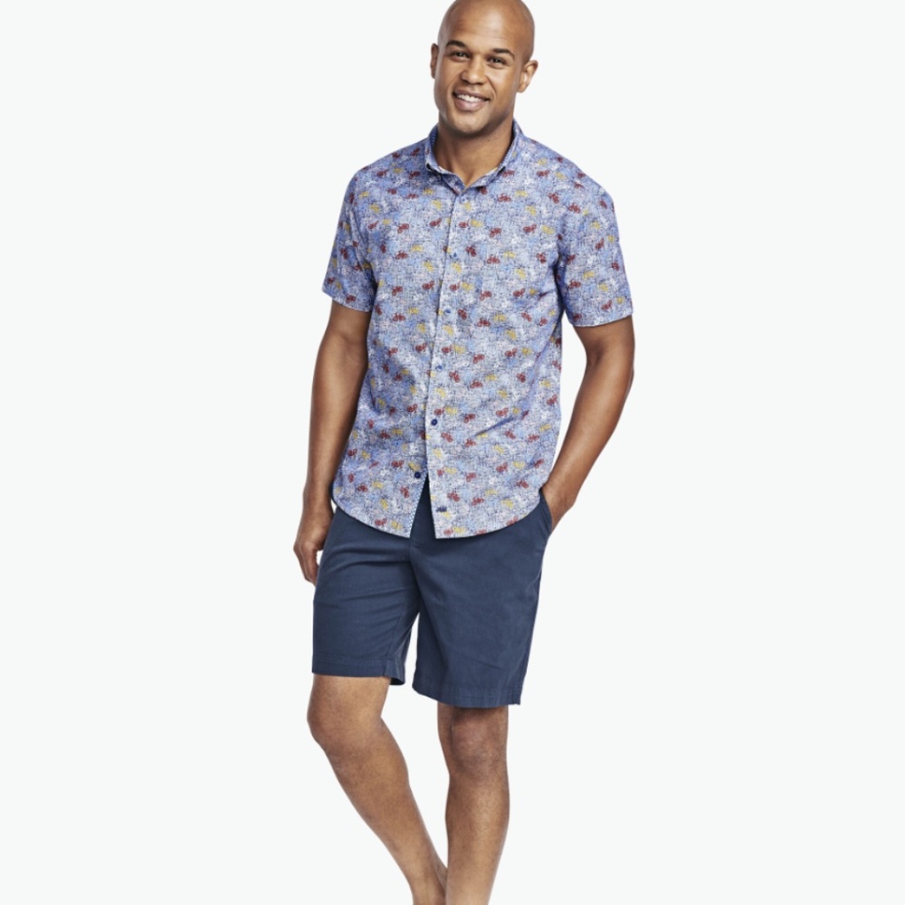 Johnston & Murphy - Cotton SS Button Up - Navy Bicycle
